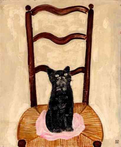 常玉 1933年作 站立在椅子上的猫